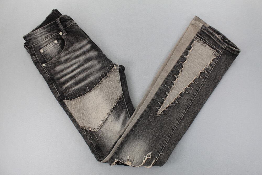 THRT Distressed Patchwork Ripped Stretch Skinny Denim Jeans 30X34 Grunge